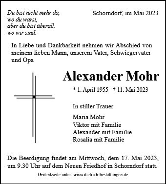 Erinnerungsbild für Alexander Mohr
