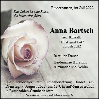 Erinnerungsbild für Anna Bartsch