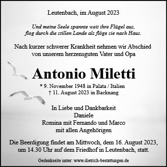 Erinnerungsbild für Antonio Miletti