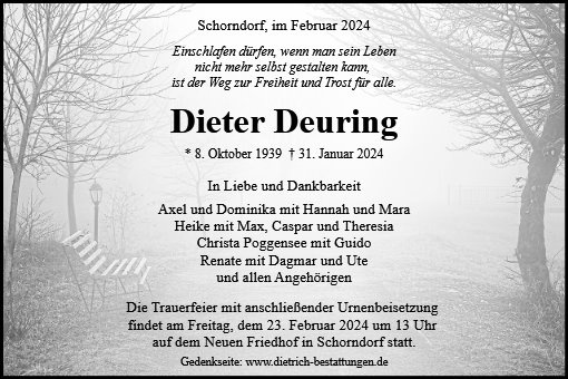 Erinnerungsbild für Dieter Deuring