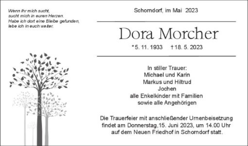 Erinnerungsbild für Dora Morcher