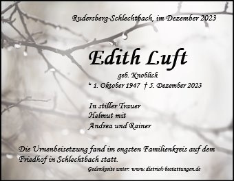 Erinnerungsbild für Edith Luft