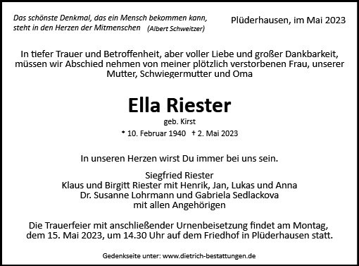 Erinnerungsbild für Ella Riester