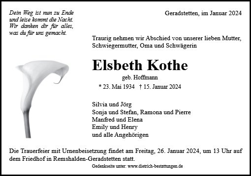 Erinnerungsbild für Elsbeth Kothe