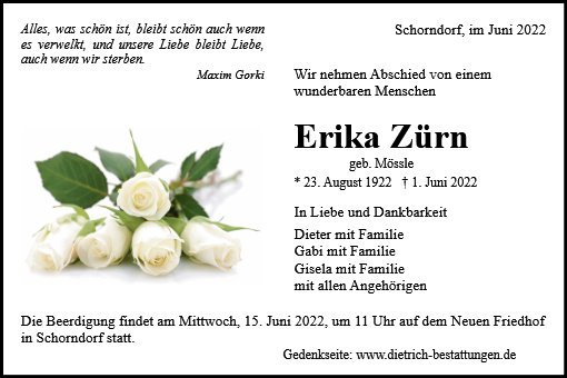Erinnerungsbild für Erika Zürn
