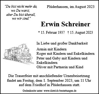 Erinnerungsbild für Erwin Schreiner