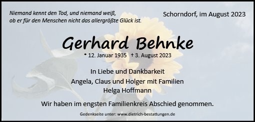 Erinnerungsbild für Gerhard Behnke