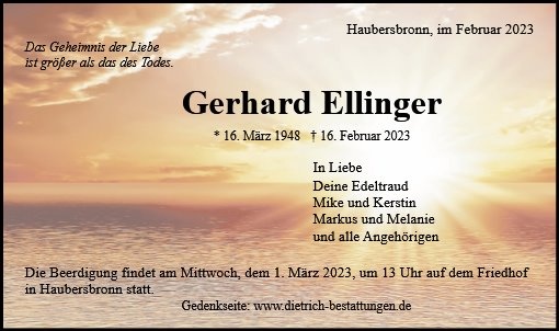 Erinnerungsbild für Gerhard Ellinger