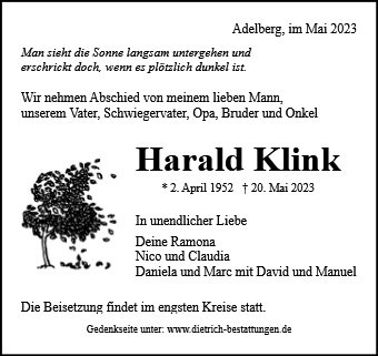Erinnerungsbild für Harald Klink