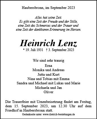 Erinnerungsbild für Heinrich Lenz