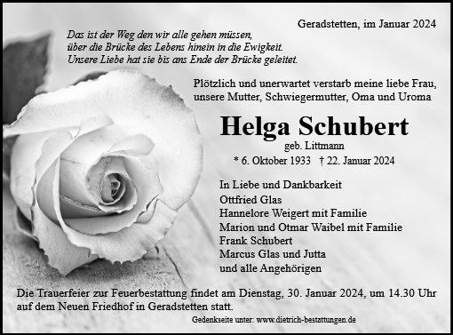 Erinnerungsbild für Helga Schubert
