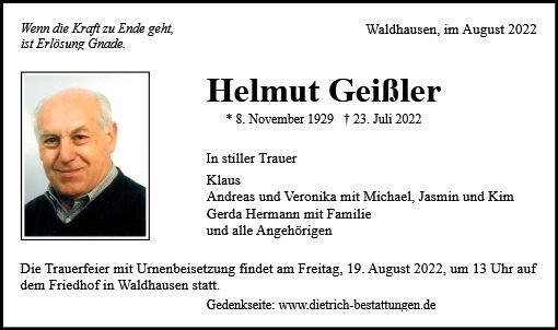 Erinnerungsbild für Helmut Geißler