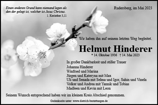 Erinnerungsbild für Helmut Hinderer
