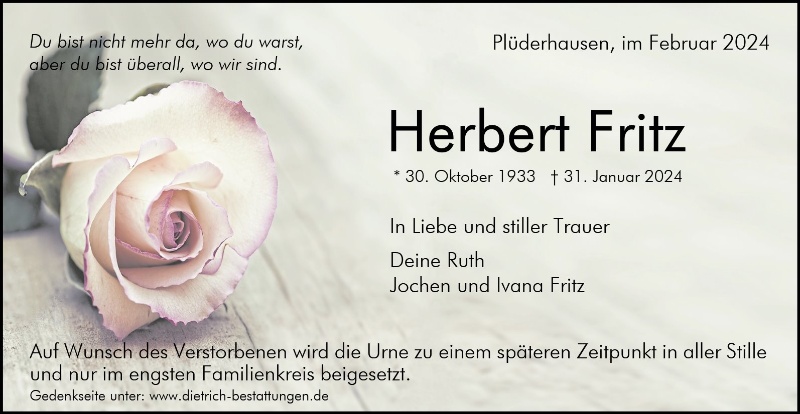 Erinnerungsbild für Herbert Fritz