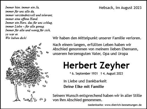 Erinnerungsbild für Herbert Zeyher