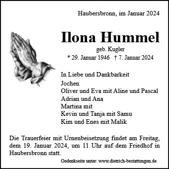 Erinnerungsbild für Ilona Hummel