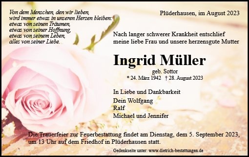Erinnerungsbild für Ingrid Müller