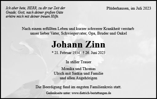 Erinnerungsbild für Johann Zinn