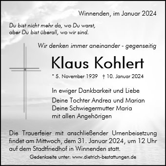 Erinnerungsbild für Klaus Kohlert