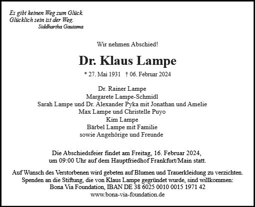 Erinnerungsbild für Dr. Klaus Lampe