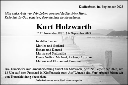 Erinnerungsbild für Kurt Holzwarth