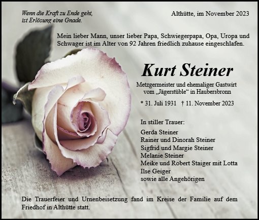 Erinnerungsbild für Kurt Steiner