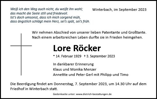 Erinnerungsbild für Lore Röcker