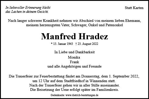 Erinnerungsbild für Manfred Hradez