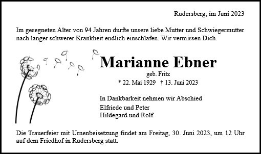 Erinnerungsbild für Marianne Ebner