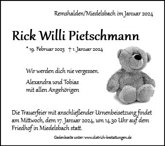 Erinnerungsbild für Rick Willi Pietschmann