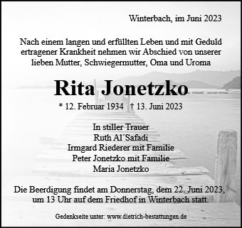 Erinnerungsbild für Rita Jonetzko