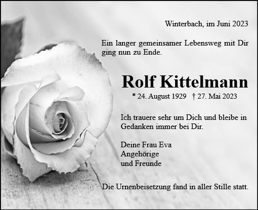Erinnerungsbild für Rolf Kittelmann