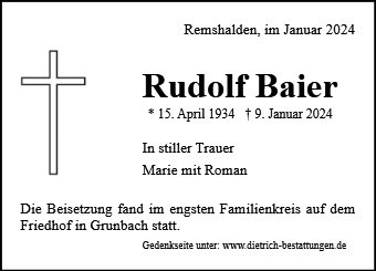 Erinnerungsbild für Rudolf Baier