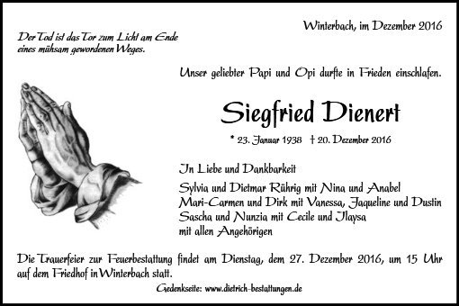 Erinnerungsbild für Siegfried Dienert