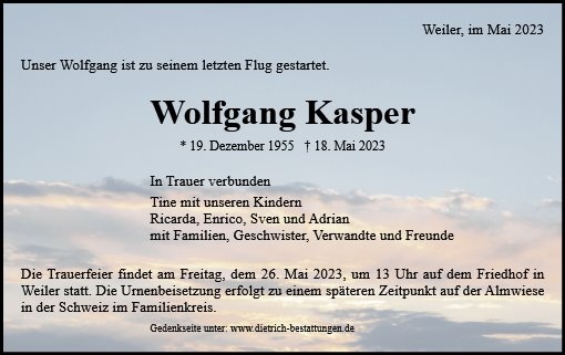 Erinnerungsbild für Wolfgang Kasper